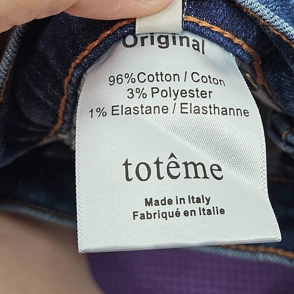 Toteme Original Ripped Twisted Seam Jeans Dark Wash Women’s Size 25 Straight Leg - Picture 10 of 16